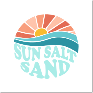 Sun Salt Sand Retro sunset Posters and Art